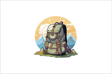 Backpack Vector Illustration. Hiking  Backpack illustration. traveling Backpack vector. 