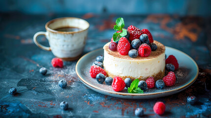 Cheesecake with Berries and Coffee