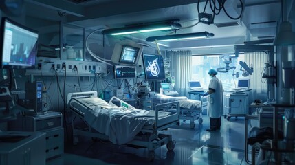 Emergency Ward Specialist Issuing Prescription in Tense Atmosphere with Advanced Medical Equipment