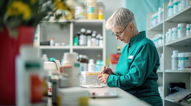 Specialized Rehabilitation Center with a Caring Specialist Crafting Personalized Prescription and Nutritional Plans in a Bright Environment