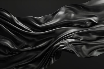 Fototapeta premium A detailed view of black silk fabric texture