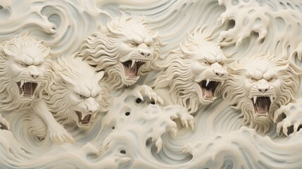 Exquisite lion 3d relief wall mural, a captivating piece of wall art for a striking ambiance