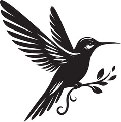 Humming bird silhouette vector illustration. Vector Collection of Bird Silhouettes