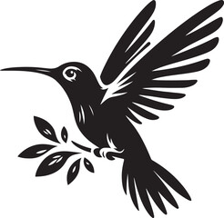 Humming bird silhouette vector illustration. Vector Collection of Bird Silhouettes