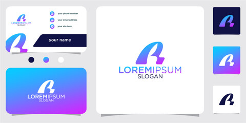 Naklejka premium initial letter R abstract monogram business card with gradient colors logo design template