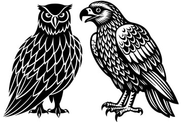 eagle owl silhouette vector illustration 