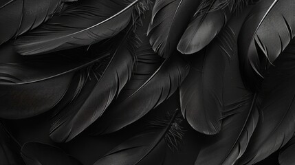 Abstract black feather texture background. Premium luxury dark background. Modern design banner
