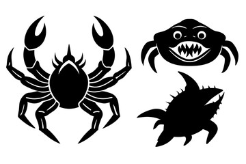 ghost crab gibbon goblin shark haed icon silhouette vector illustration 