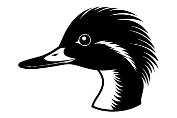 goosander grebe haed icon silhouette vector illustration 