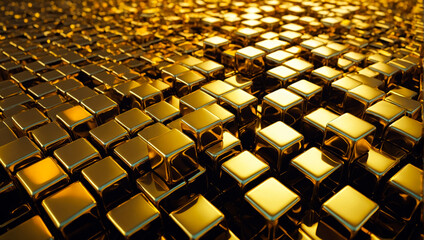 shiny gold cubes background, perfect for contemporary and futuristic design projects