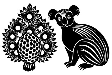 koala peacocksilhouette silhouette vector illustration 