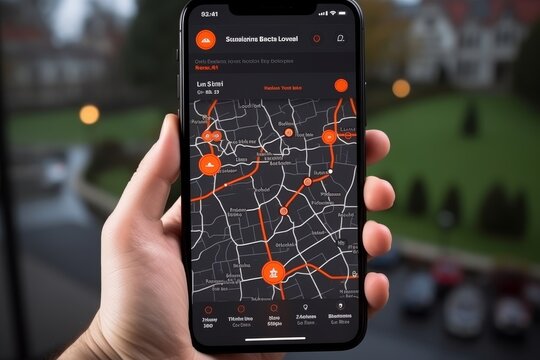User friendly car sharing app interface with real time vehicle tracking on smartphone display
