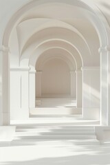 Fototapeta premium Marble arch 3d podium, architecture building, white background