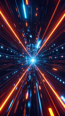 Obraz premium Vibrant light burst in futuristic tunnel environment