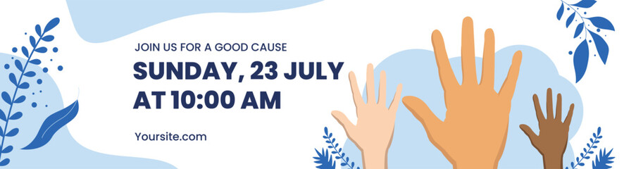 Modern vector website banner templates with hand charity objects vector design illustration