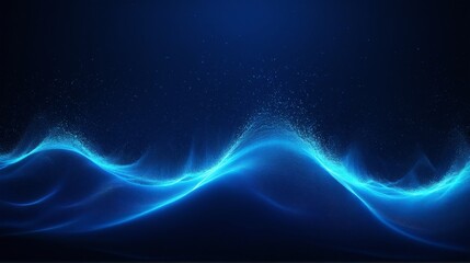 Digital Wave, A Luminous Flow of Energy, A mesmerizing 3D render of a glowing blue wave, composed of countless particles shimmering with energy. This abstract representation of water in motion 