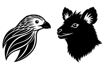 Obraz premium quetzal quokka head icon silhouette vector illustration 