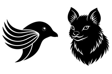 quetzal quokka head icon silhouette vector illustration 