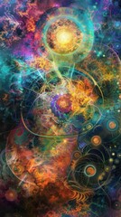 Explosive abstract design with vibrant cosmic flare