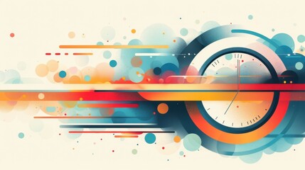 Obraz premium Abstract illustration of time with vibrant colors and geometric shapes.