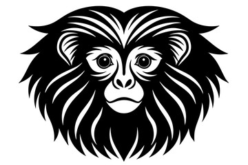 tamarin head icon silhouette vector illustration 