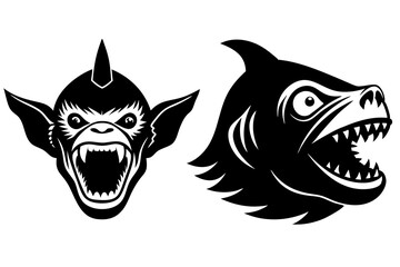 Obraz premium gibbon goblin shark haed icon silhouette vector illustration 