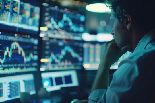 Financial analysts and day traders using multi monitor workstations.