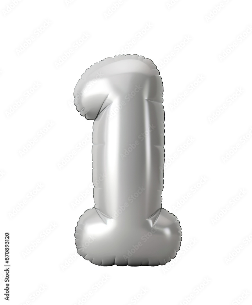 Fototapete ai generated photo with inflatable light gray color number 1. minimalistic balloon isolated on a tra