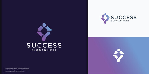 abstract people success logo design circle round concept inspiration.
