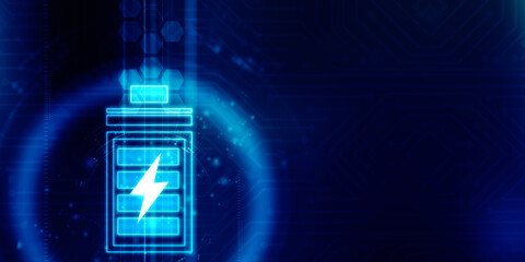 2d rendering renewable energy sign with battery
