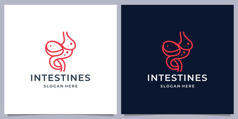 Obraz premium creative line abstract intestines logo design template on white and dark background.
