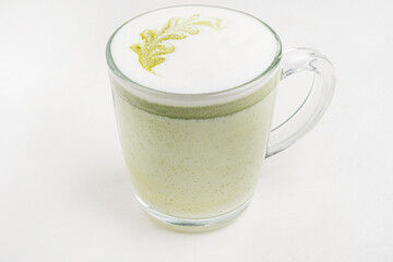matcha cappuccino on the white