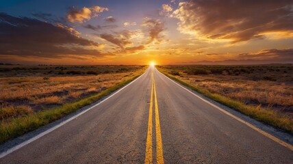 sunset over the highway