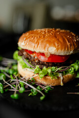 hamburger on a plate