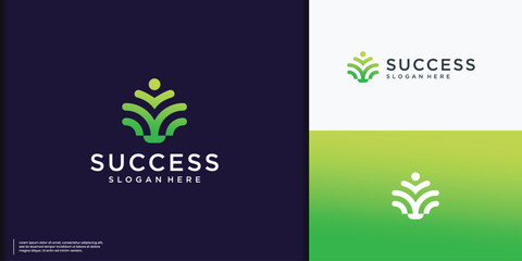 creative success people logo design template growth concept.