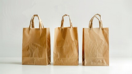 Paper shopping bags against a white background