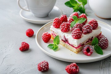 dessert cream cake red food sweet berries fresh white raspberry pie delicious pastry cheesecake slice cheese creamy tasty piece fruit background