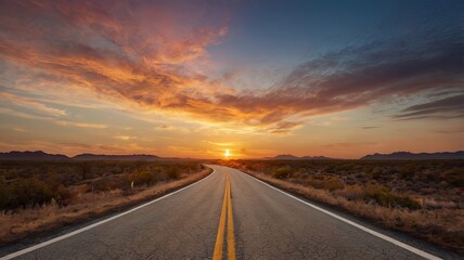 sunset over the highway