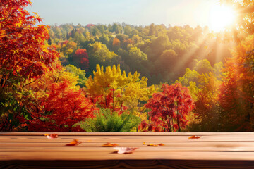 Obraz premium autumn wood table background