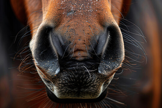 The nose of a horse close-up