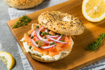 Healthy Homemade Bagel and Lox Sandwich