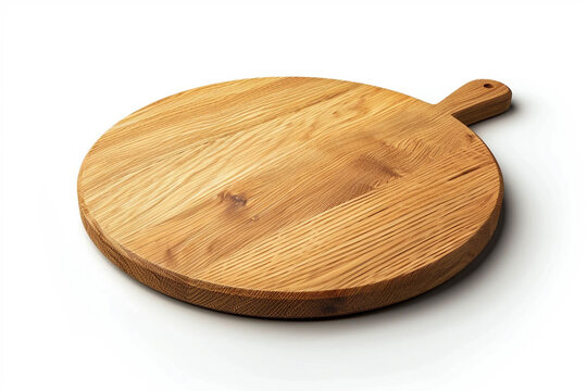 Round Wooden cutting board chopping board on a white background
