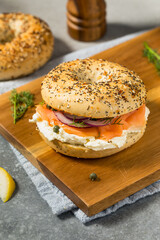 Healthy Homemade Bagel and Lox Sandwich