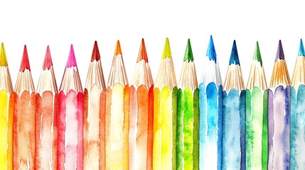 Stationary element pencil clipart, watercolor illustration, pastel colors, isolated on white background