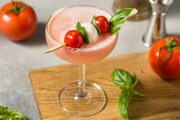 Boozy Caprese Tomato Basil Martini Cocktail