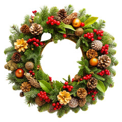 Elegant Floral Wreath on Clean White Surface. Delicately Crafted Floral Wreath on a Transparent Background.