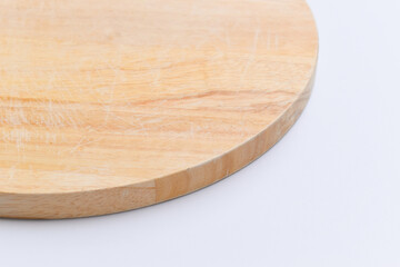 brown wooden sphere cuttingboard isolated on white background