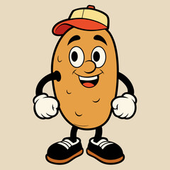 vintage style potato with cap and shoes