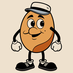 vintage style potato with cap and shoes