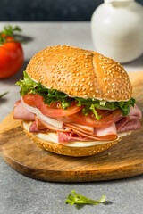 Homemade Deli Ham Sandwich on a Bun